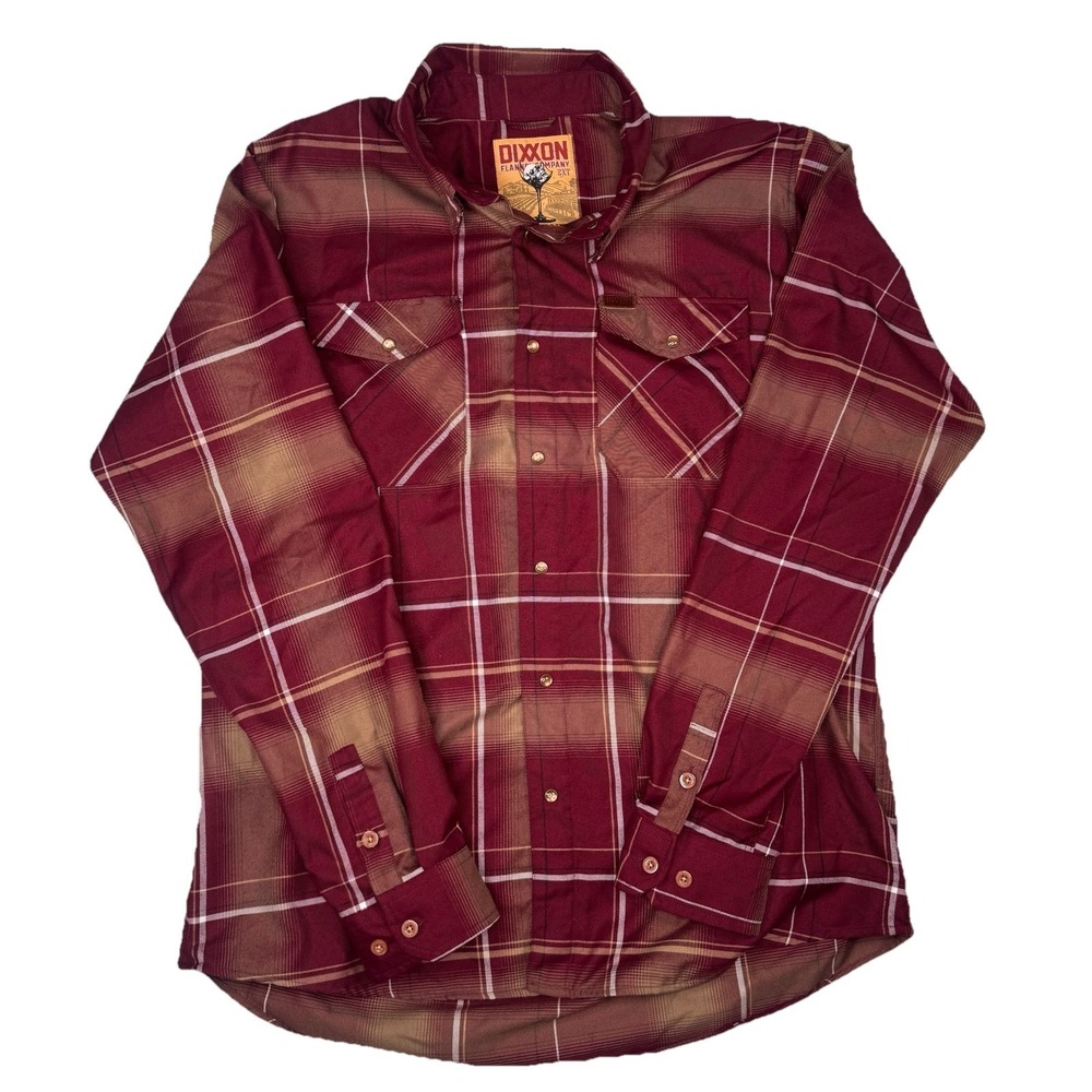 Dixxon Cabernet Burgundy Red Plaid Pearl Snap Flannel Shirt 2XT